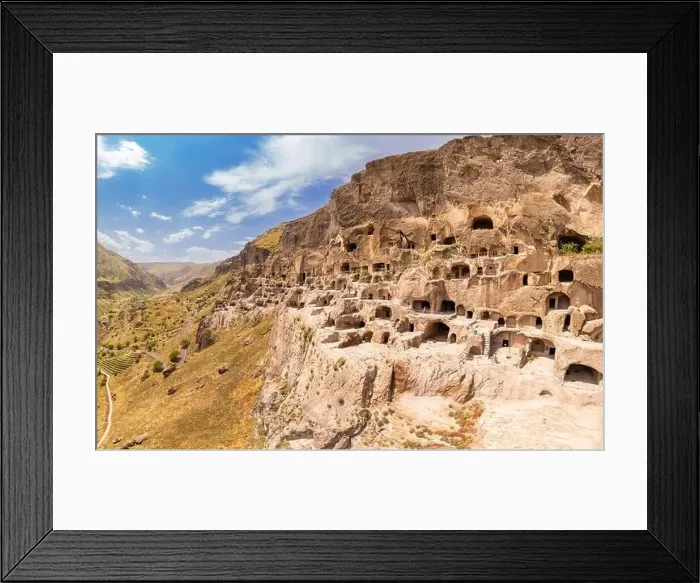 Framed Print : Aerial top view of Vardzia city on sunny summer day Framed Print : Aerial top view of Vardzia city on sunny summer day