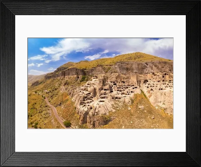 Framed Print : Aerial top view of Vardzia city on sunny summer day Framed Print : Aerial top view of Vardzia city on sunny summer day