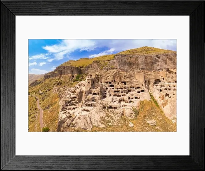 Framed Print : Aerial top view of Vardzia city on sunny summer day Framed Print : Aerial top view of Vardzia city on sunny summer day