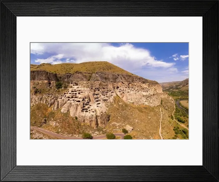 Framed Print : Aerial top view of Vardzia city on sunny summer day Framed Print : Aerial top view of Vardzia city on sunny summer day
