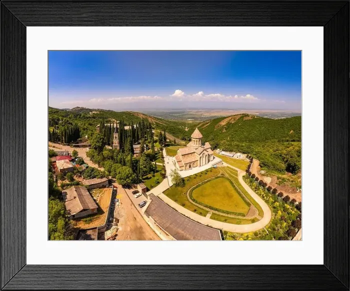 Framed Print : Aerial top view of the Bodbe Monastery architectural complex of St Framed Print : Aerial top view of the Bodbe Monastery architectural complex of St