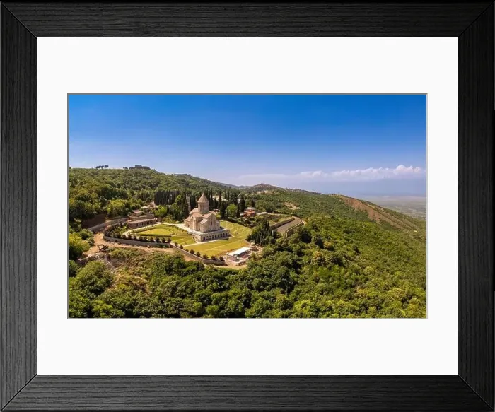 Framed Print : Aerial top view of the Bodbe Monastery architectural complex of St Framed Print : Aerial top view of the Bodbe Monastery architectural complex of St