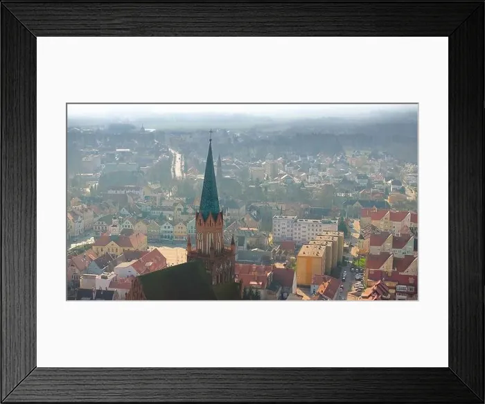 Framed Print : Aerial view of Trzebiatów on a grey day Framed Print : Aerial view of Trzebiatów on a grey day