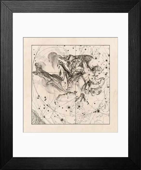 Framed Print : Celestial Map Illustration with vintage inspiration Framed Print : Celestial Map Illustration with vintage inspiration