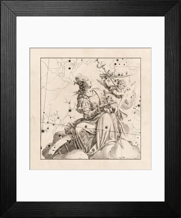 Framed Print : Celestial Map Illustration with vintage inspiration Framed Print : Celestial Map Illustration with vintage inspiration