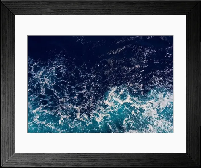Framed Print : Aerial View of Dark Ocean Waves with White Seafoam Framed Print : Aerial View of Dark Ocean Waves with White Seafoam