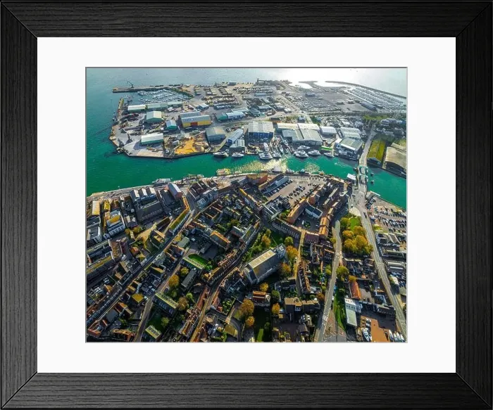 Framed Print : Aerial view of Poole, a coastal town in Dorset Framed Print : Aerial view of Poole, a coastal town in Dorset