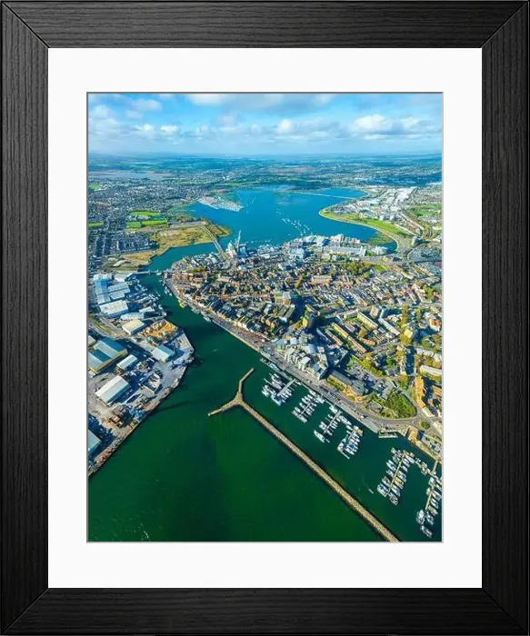 Framed Print : Aerial view of Poole, a coastal town in Dorset Framed Print : Aerial view of Poole, a coastal town in Dorset