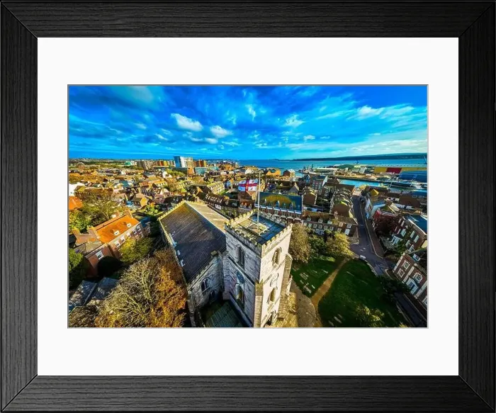 Framed Print : Aerial view of St James Church in Poole Framed Print : Aerial view of St James Church in Poole