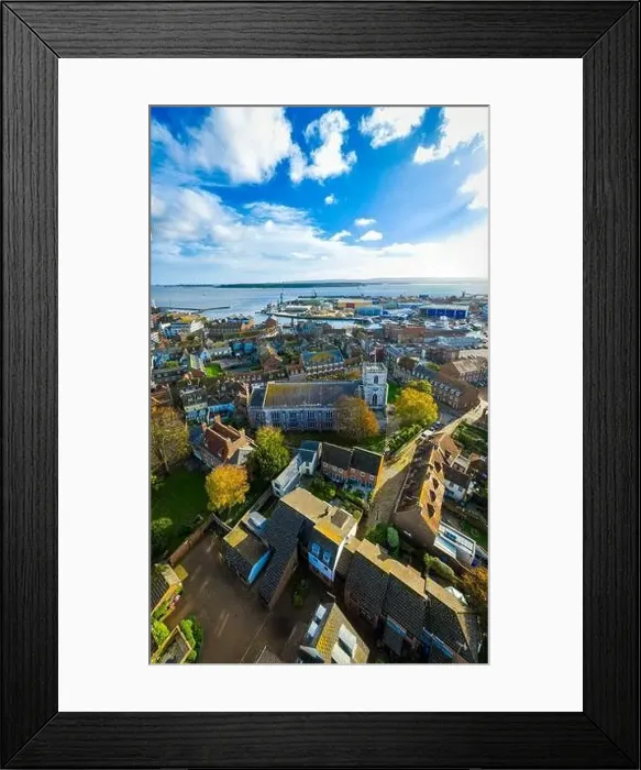 Framed Print : Aerial view of St James Church in Poole Framed Print : Aerial view of St James Church in Poole