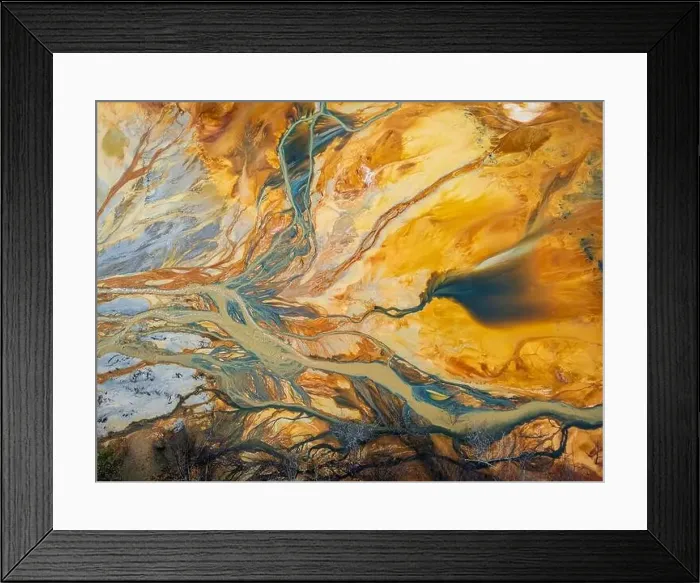 Framed Print : Abstract patterns formed from the toxic waste of the copper and gold mining operations Framed Print : Abstract patterns formed from the toxic waste of the copper and gold mining operations