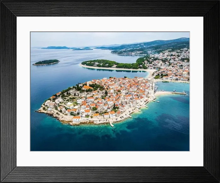 Framed Print : Aerial view of Primošten old town Framed Print : Aerial view of Primošten old town