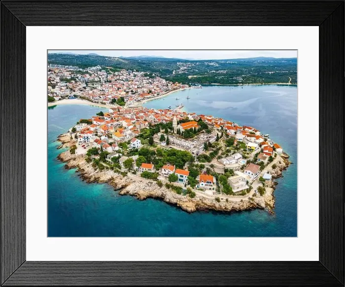 Framed Print : Aerial view of Primošten old town Framed Print : Aerial view of Primošten old town