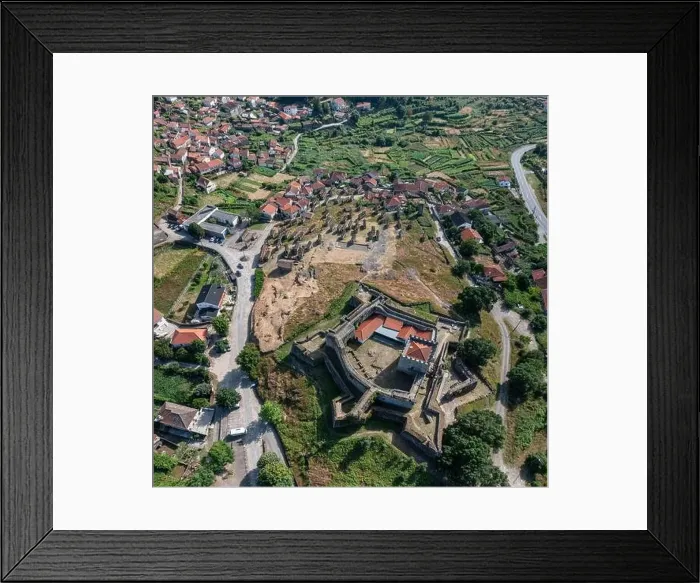 Framed Print : Drone aerial view on the Castle de Lindoso and granaries Framed Print : Drone aerial view on the Castle de Lindoso and granaries