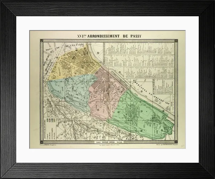 Framed Print : MAP OF THE 16TH ARRONDISSEMENT DE PASSY PARIS FRANCE Framed Print : MAP OF THE 16TH ARRONDISSEMENT DE PASSY PARIS FRANCE