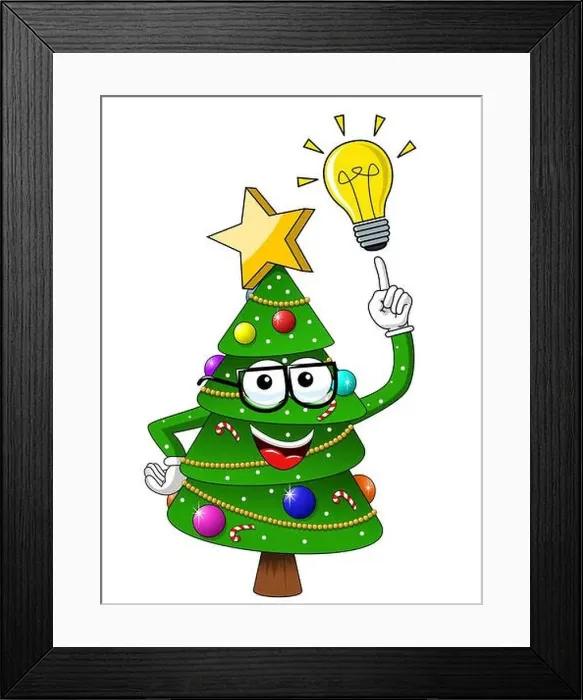 Framed Print : Christmas xmas tree character mascot cartoon idea isolated