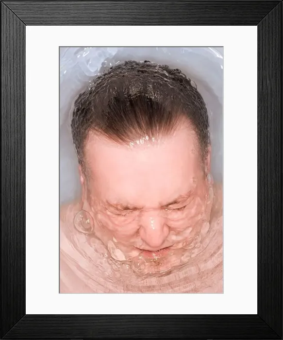 Framed Print : Man's Face Submerged Under Water Framed Print : Man's Face Submerged Under Water