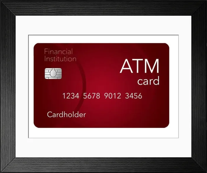 Framed Print : Here is an ATM card which is shown with a debit card which is often thought to be the same as an ATM but it is not Framed Print : Here is an ATM card which is shown with a debit card which is often thought to be the same as an ATM but it is not
