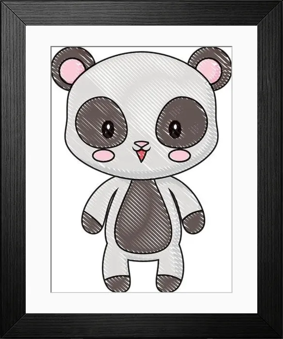 Framed Print : cute panda animal baby drawing cartoon vector illustration Framed Print : cute panda animal baby drawing cartoon vector illustration