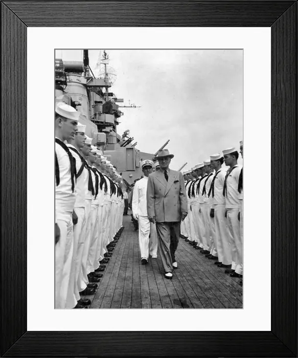 Framed Print : Photograph of President Harry S. Truman as He Inspects the Personnel of the USS Missouri, ca. 09 / 08 / 1947 Framed Print : Photograph of President Harry S. Truman as He Inspects the Personnel of the USS Missouri, ca. 09 / 08 / 1947