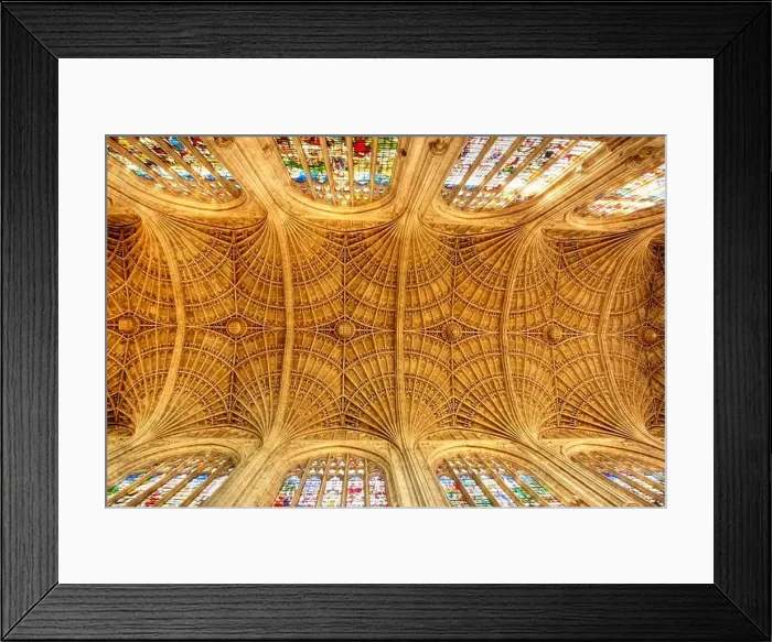 Framed Print : View from below of the fan vaulted ceiling at Kings college, Cambridge University Framed Print : View from below of the fan vaulted ceiling at Kings college, Cambridge University