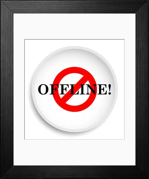 Framed Print : Offline icon. Offline website button on white background Framed Print : Offline icon. Offline website button on white background