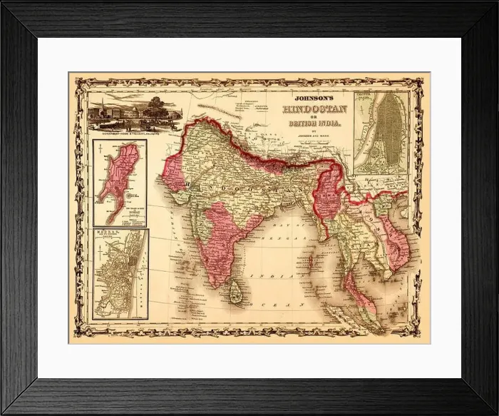 Framed Print : Map Of India 1867 Framed Print : Map Of India 1867