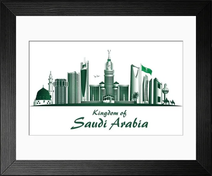 Framed Print : Kingdom of Saudi Arabia Famous Buildings Vector Background. Editable Vector Illustration Framed Print : Kingdom of Saudi Arabia Famous Buildings Vector Background. Editable Vector Illustration