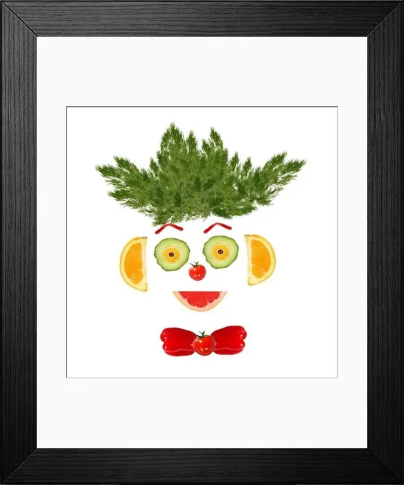 Framed Print : Smiling man portrait made of vegetables and fruits Framed Print : Smiling man portrait made of vegetables and fruits