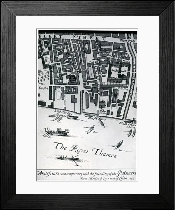 Framed Print : Map of London featuring Whitefriars, 1682 (1930).Artist: Morden & Lea Framed Print : Map of London featuring Whitefriars, 1682 (1930).Artist: Morden & Lea