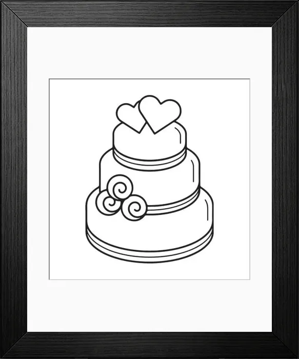 Framed Print : Delicate Birthday Cake Outline Drawing on Paper - Artistry in Lines Framed Print : Delicate Birthday Cake Outline Drawing on Paper - Artistry in Lines