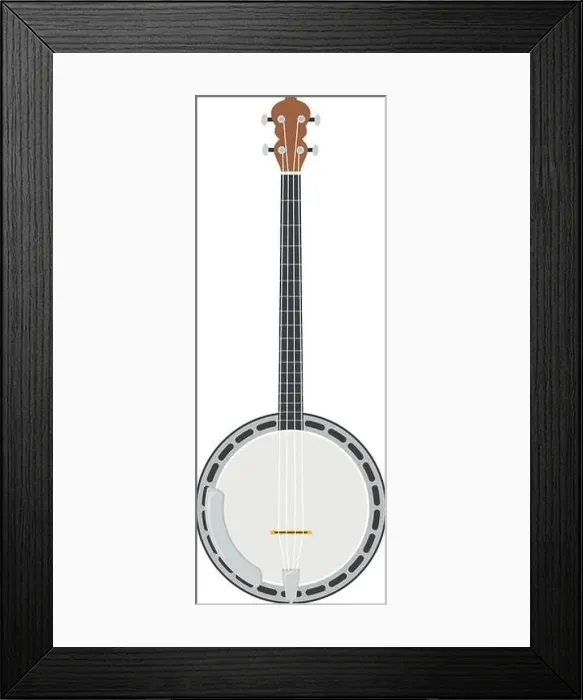 Framed Print : Vector illustration of a banjo in cartoon style isolated on white background Framed Print : Vector illustration of a banjo in cartoon style isolated on white background