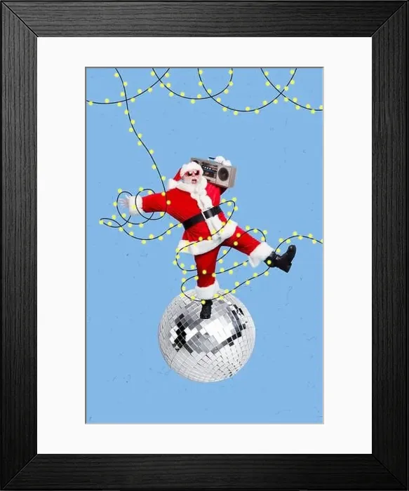 Framed Print : Creative photo 3d collage artwork poster postcard of old man santa claus fave fun chill festive carnival isolated Framed Print : Creative photo 3d collage artwork poster postcard of old man santa claus fave fun chill festive carnival isolated