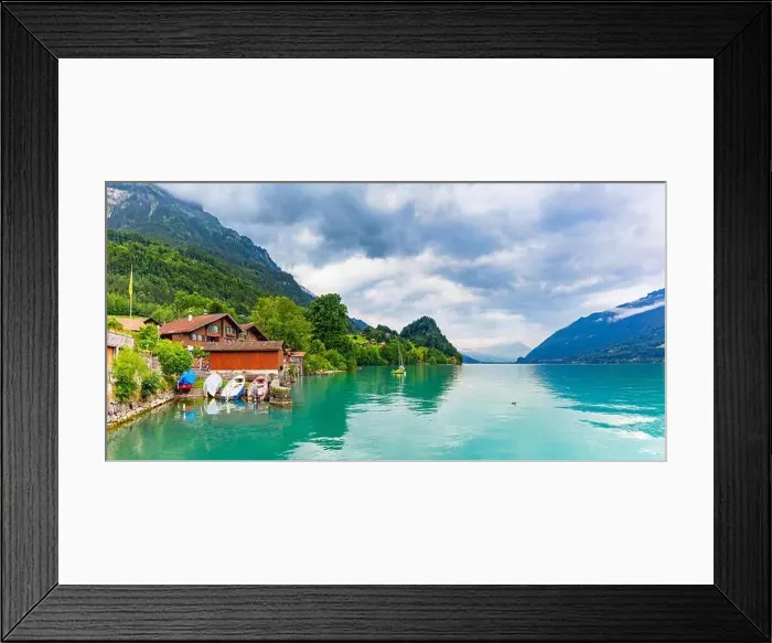 Framed Print : Swiss village Iseltwald, Switzerland Framed Print : Swiss village Iseltwald, Switzerland