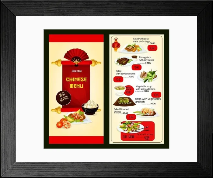 Framed Print : Chinese restaurant menu template with asian cuisine dishes Framed Print : Chinese restaurant menu template with asian cuisine dishes