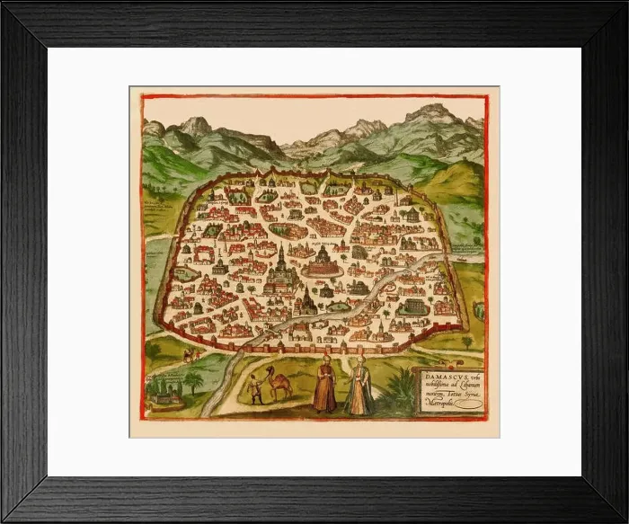 Framed Print : Map Of Damascus 1575 Framed Print : Map Of Damascus 1575