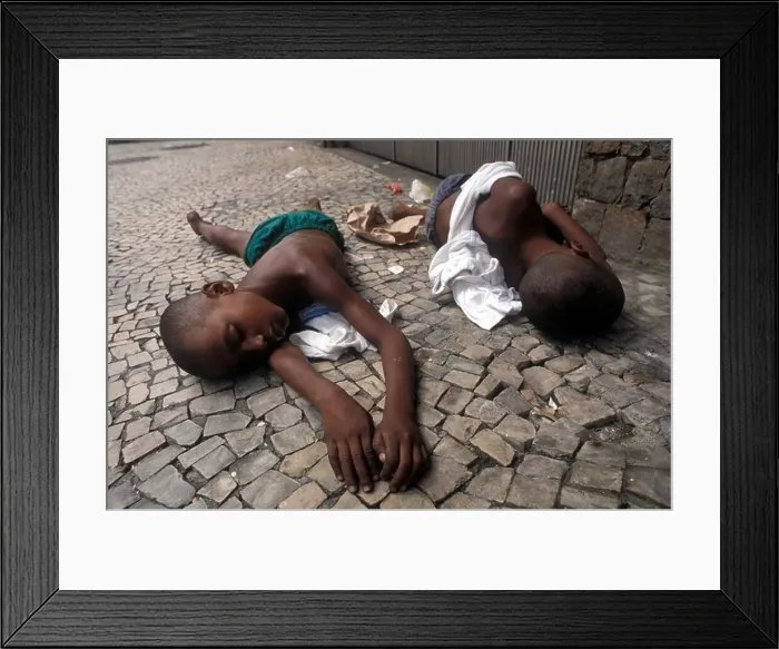 Framed Print : Homeless young boys sleeping in the street Copacobana Rio de Janeiro Brazil Framed Print : Homeless young boys sleeping in the street Copacobana Rio de Janeiro Brazil