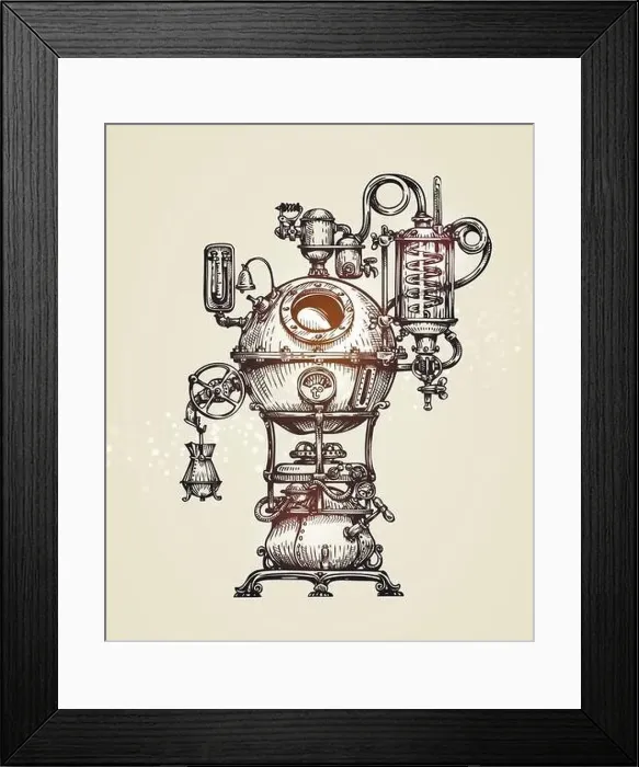 Framed Print : Vintage distillation apparatus sketch. moonshine vector illustration Framed Print : Vintage distillation apparatus sketch. moonshine vector illustration