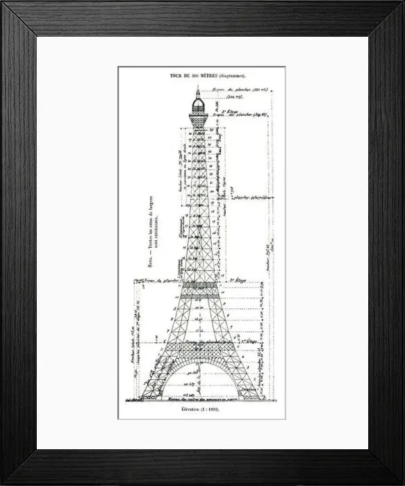 Framed Print : Plan of the 300m Eiffel tower. 1890 143 Eiffel plan Framed Print : Plan of the 300m Eiffel tower. 1890 143 Eiffel plan
