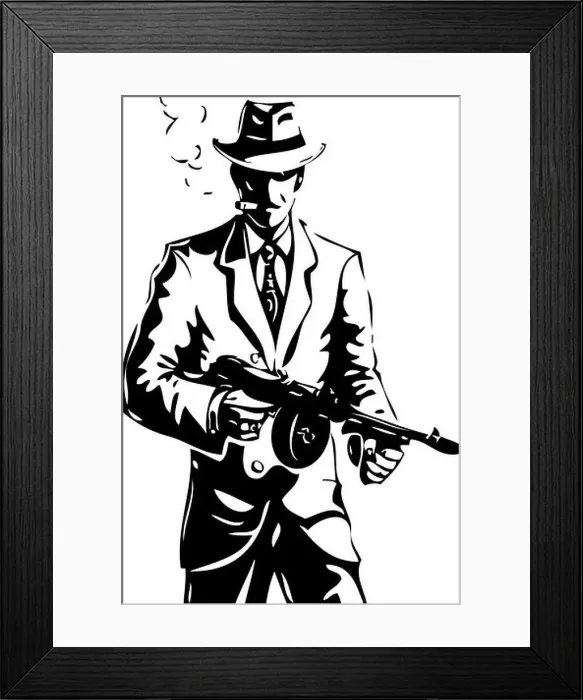 Framed Print : drawing - the gangster - a mafia