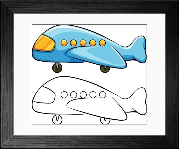 Framed Print : Toy airplane with simple drawing Framed Print : Toy airplane with simple drawing