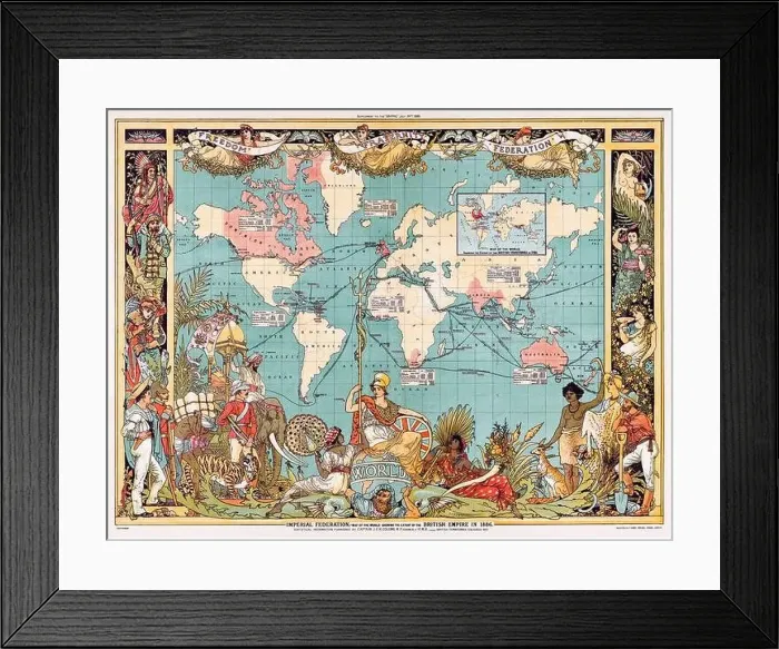 Framed Print : 19th Century Vintage World Map of the Colonial British Empire in 1886 by Walter Crane Framed Print : 19th Century Vintage World Map of the Colonial British Empire in 1886 by Walter Crane