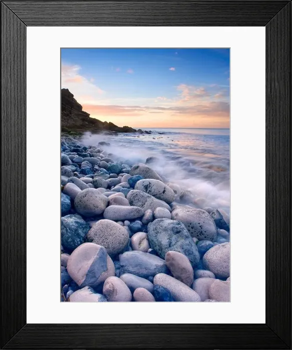 Framed Print : Waves washing up on rocky beach Framed Print : Waves washing up on rocky beach