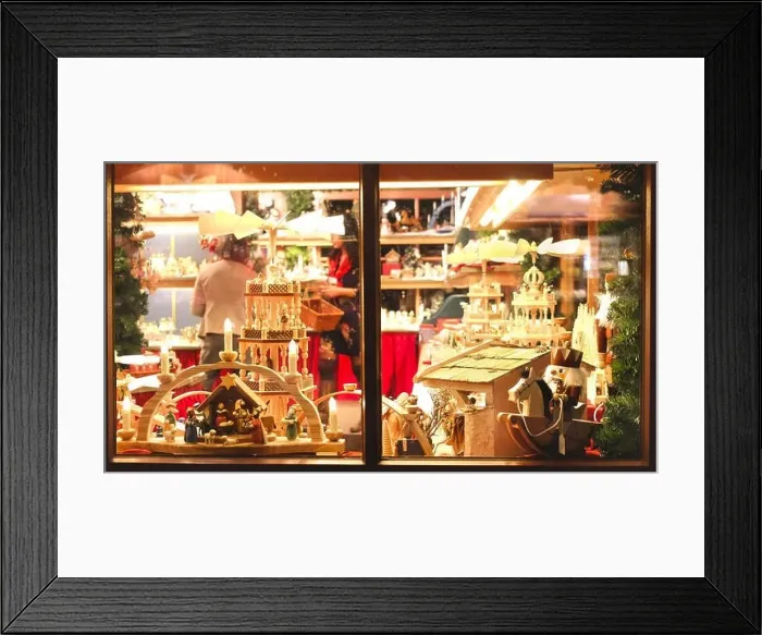 Framed Print : vintage toy store window shop christmas market background Framed Print : vintage toy store window shop christmas market background