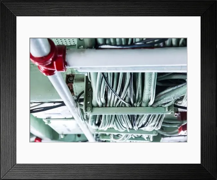 Framed Print : Military ship pipeline and wiring. Museum exhibition on aircraft carrier Framed Print : Military ship pipeline and wiring. Museum exhibition on aircraft carrier