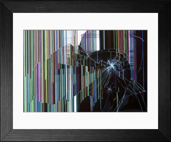 Framed Print : Smashed Video Screen Framed Print : Smashed Video Screen