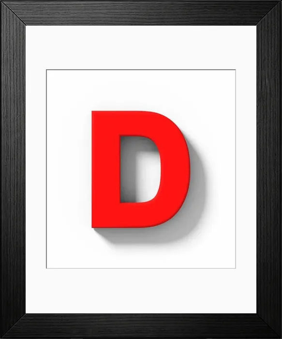 Framed Print : letter D 3D red isolated on white with shadow - orthogonal projection - 3d rendering Framed Print : letter D 3D red isolated on white with shadow - orthogonal projection - 3d rendering