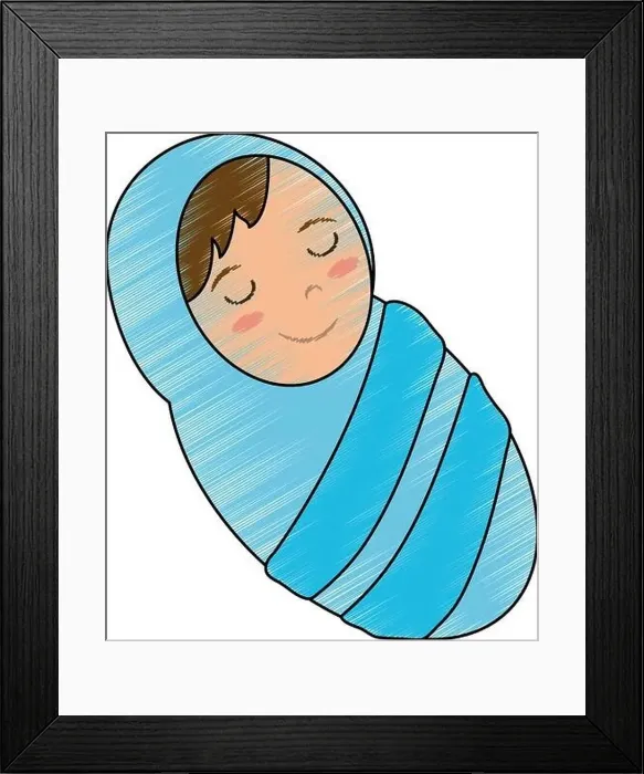 Framed Print : Baby jesus cartoon
