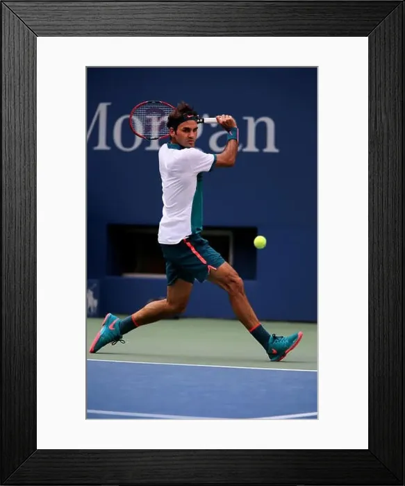 Framed Print : New York, USA. 01st Sep, 2015. Roger Federer during his first round match against Louis Mayer of Argentina at the U Framed Print : New York, USA. 01st Sep, 2015. Roger Federer during his first round match against Louis Mayer of Argentina at the U
