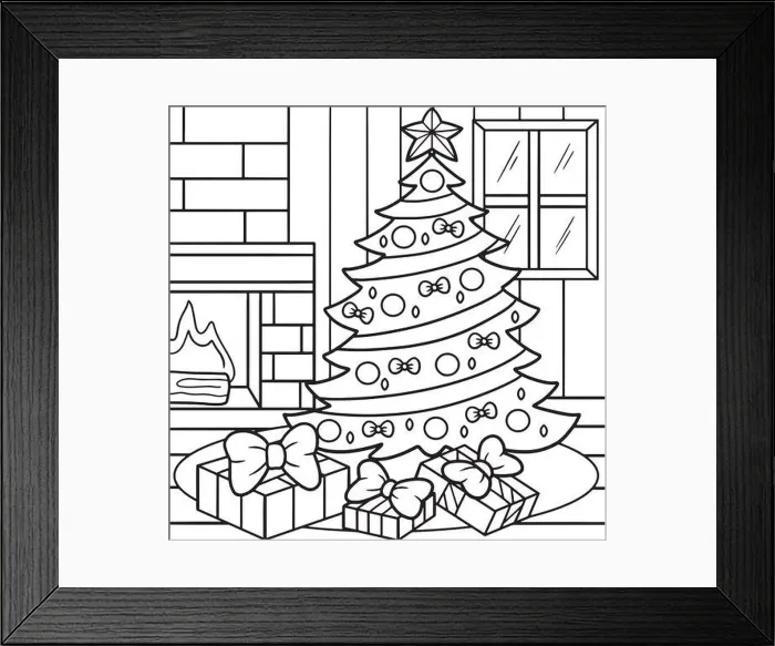 Framed Print : Christmas Tree Coloring Page for Kids